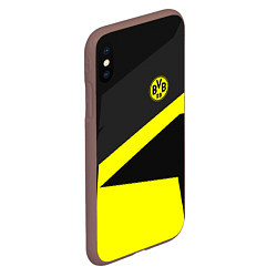 Чехол iPhone XS Max матовый FC Borussia: Sport Geometry, цвет: 3D-коричневый — фото 2