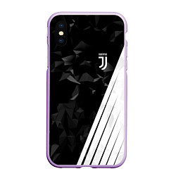 Чехол iPhone XS Max матовый FC Juventus: Abstract, цвет: 3D-сиреневый
