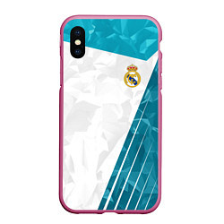 Чехол iPhone XS Max матовый FC Real Madrid: Abstract, цвет: 3D-малиновый