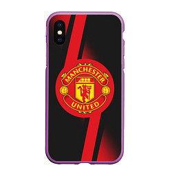 Чехол iPhone XS Max матовый FC Manchester United: Storm, цвет: 3D-фиолетовый