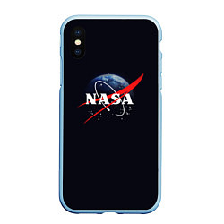 Чехол iPhone XS Max матовый NASA: Black Space, цвет: 3D-голубой