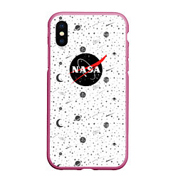 Чехол iPhone XS Max матовый NASA: Moonlight, цвет: 3D-малиновый