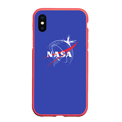 Чехол iPhone XS Max матовый NASA: Blue Space, цвет: 3D-красный