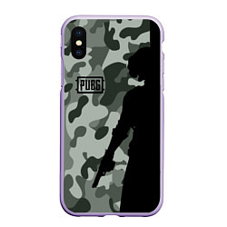 Чехол iPhone XS Max матовый PUBG: Camo Shadow, цвет: 3D-светло-сиреневый