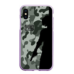 Чехол iPhone XS Max матовый PUBG: Camo Shadow, цвет: 3D-сиреневый