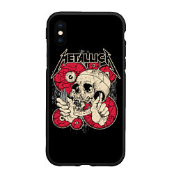 Чехол iPhone XS Max матовый Metallica Skull, цвет: 3D-черный