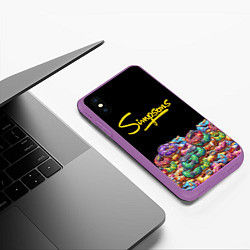 Чехол iPhone XS Max матовый Simpsons Donuts, цвет: 3D-фиолетовый — фото 2