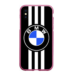 Чехол iPhone XS Max матовый BMW: White Strips, цвет: 3D-малиновый