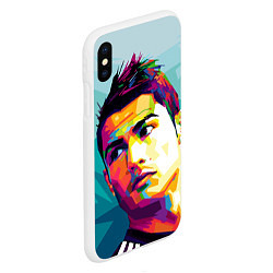 Чехол iPhone XS Max матовый Cristiano Ronaldo Art, цвет: 3D-белый — фото 2