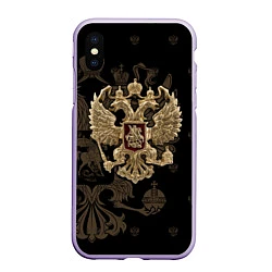 Чехол iPhone XS Max матовый Золотой Герб России