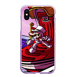 Чехол iPhone XS Max матовый Mario: White Man, цвет: 3D-сиреневый