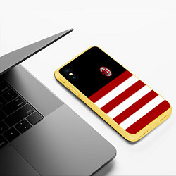 Чехол iPhone XS Max матовый АC Milan: R&W, цвет: 3D-желтый — фото 2