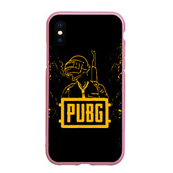 Чехол iPhone XS Max матовый PUBG: Black Soldier, цвет: 3D-розовый