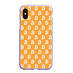 Чехол iPhone XS Max матовый BTC Pattern, цвет: 3D-светло-сиреневый