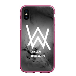 Чехол iPhone XS Max матовый Alan Walker: Black Side, цвет: 3D-малиновый