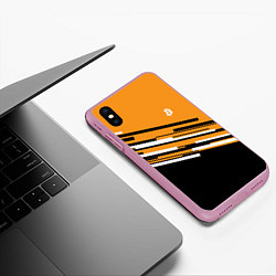 Чехол iPhone XS Max матовый Bitcoin Lines, цвет: 3D-розовый — фото 2