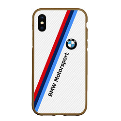 Чехол iPhone XS Max матовый BMW Motorsport: White Carbon, цвет: 3D-коричневый