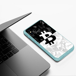 Чехол iPhone XS Max матовый Bitcoin: Poly Style, цвет: 3D-мятный — фото 2