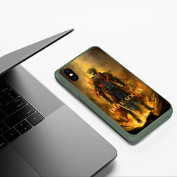 Чехол iPhone XS Max матовый Dark Souls: Flame Knight, цвет: 3D-темно-зеленый — фото 2