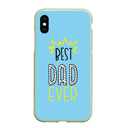 Чехол iPhone XS Max матовый Best Dad Ever, цвет: 3D-салатовый