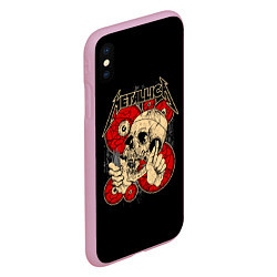 Чехол iPhone XS Max матовый Metallica Skull, цвет: 3D-розовый — фото 2