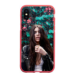 Чехол iPhone XS Max матовый Dua Lipa: Floral, цвет: 3D-красный