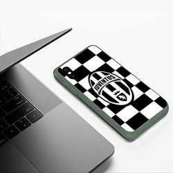 Чехол iPhone XS Max матовый FC Juventus: W&B Grid, цвет: 3D-темно-зеленый — фото 2