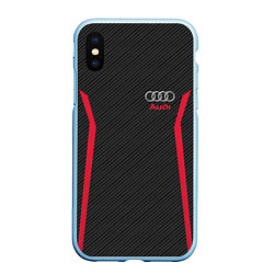 Чехол iPhone XS Max матовый Audi: Black Carbon, цвет: 3D-голубой