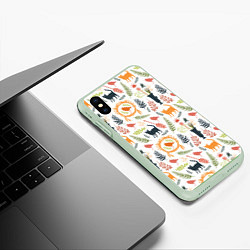 Чехол iPhone XS Max матовый О кошках и птичках, цвет: 3D-салатовый — фото 2