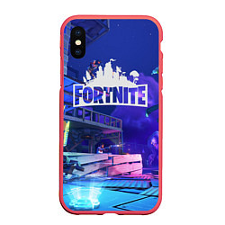 Чехол iPhone XS Max матовый Fortnite Studio, цвет: 3D-красный