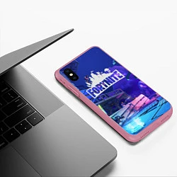 Чехол iPhone XS Max матовый Fortnite Studio, цвет: 3D-малиновый — фото 2