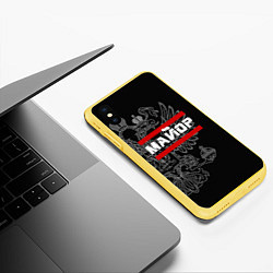 Чехол iPhone XS Max матовый Майор: герб РФ, цвет: 3D-желтый — фото 2