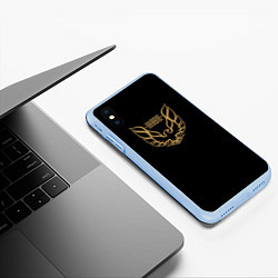 Чехол iPhone XS Max матовый Khabib: Gold Eagle, цвет: 3D-голубой — фото 2