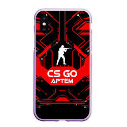 Чехол iPhone XS Max матовый CS:GO - Артём, цвет: 3D-сиреневый