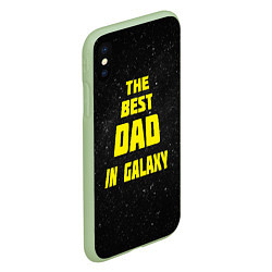 Чехол iPhone XS Max матовый The Best Dad in Galaxy, цвет: 3D-салатовый — фото 2