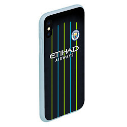 Чехол iPhone XS Max матовый FC Manchester City: Away 18/19, цвет: 3D-голубой — фото 2