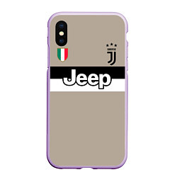 Чехол iPhone XS Max матовый FC Juventus: Away 18/19, цвет: 3D-сиреневый