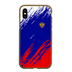 Чехол iPhone XS Max матовый RUSSIA SPORT, цвет: 3D-коричневый