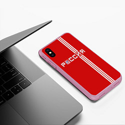 Чехол iPhone XS Max матовый Красная машина Х, цвет: 3D-розовый — фото 2