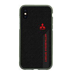 Чехол iPhone XS Max матовый Mitsubishi: Sport Line, цвет: 3D-темно-зеленый