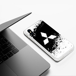 Чехол iPhone XS Max матовый Mitsubishi: Black Spray, цвет: 3D-белый — фото 2