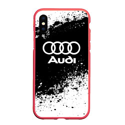 Чехол iPhone XS Max матовый Audi: Black Spray, цвет: 3D-красный