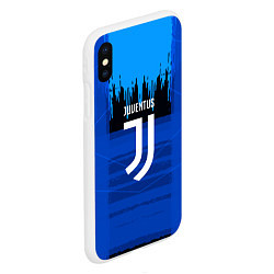 Чехол iPhone XS Max матовый FC Juventus: Blue Abstract, цвет: 3D-белый — фото 2