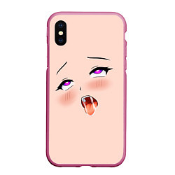 Чехол iPhone XS Max матовый Ahegao Face, цвет: 3D-малиновый