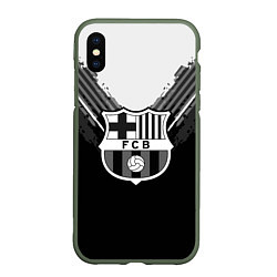 Чехол iPhone XS Max матовый FC Barcelona: Black Style