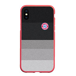 Чехол iPhone XS Max матовый ФК Бавария: Серый стиль, цвет: 3D-красный