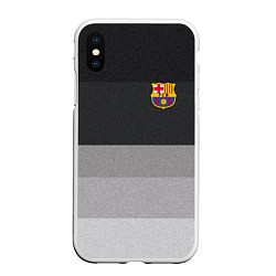 Чехол iPhone XS Max матовый ФК Барселона: Серый стиль, цвет: 3D-белый