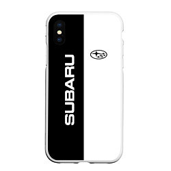 Чехол iPhone XS Max матовый Subaru B&W, цвет: 3D-белый