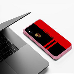 Чехол iPhone XS Max матовый Porsche: Red Sport, цвет: 3D-малиновый — фото 2