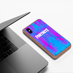 Чехол iPhone XS Max матовый Fortnite: Acid Neon, цвет: 3D-коричневый — фото 2